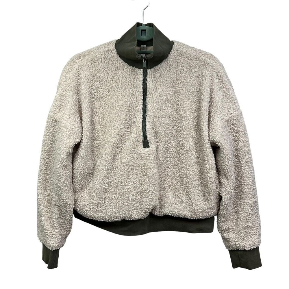 Fabletics Womens Sherpa Fleece Sweater Dream Polar Quarter Zip Mock Cream Sz XS*